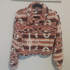 Shein Aztec print Pink Brown Short Jacket L